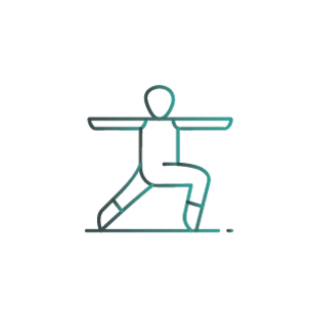 Green and grey gradient illustration of person in yoga pose.